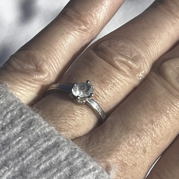 Bague en acier & aigue marine M – Image 2
