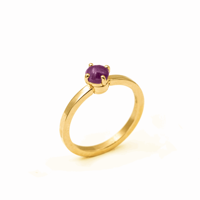 Bague en or jaune & rubis cabochon M
