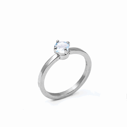 Bague en acier & aigue marine M
