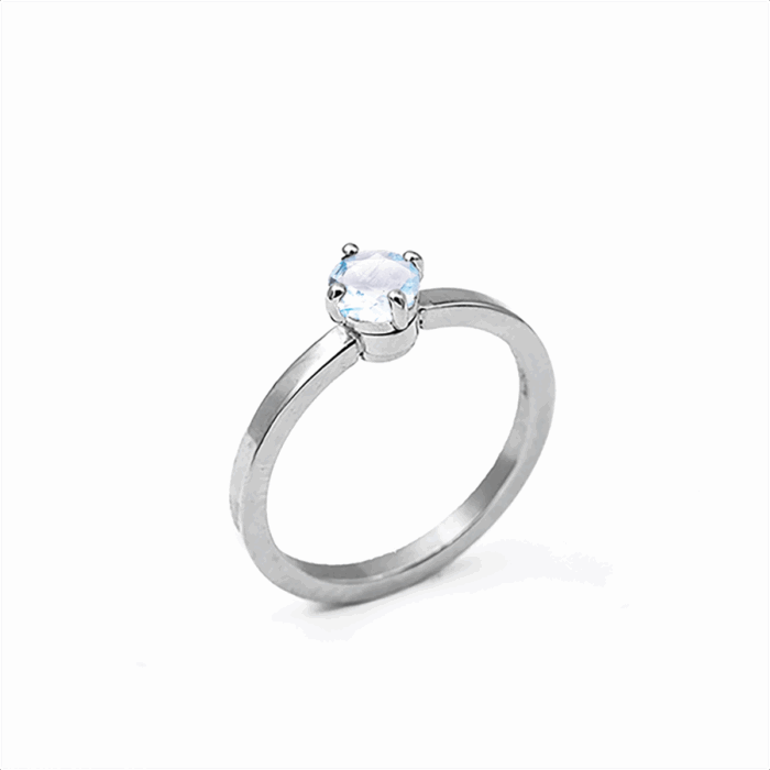 Bague en acier & aigue marine M