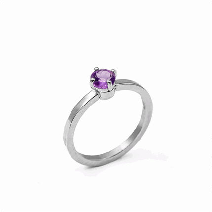 Bague en acier & améthyste M