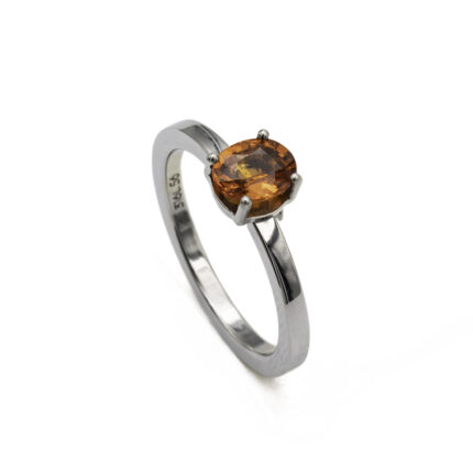 Bague en acier & grenat spessartite  L