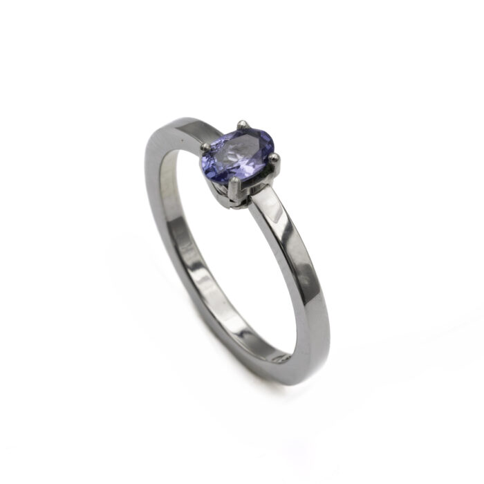 Bague en acier & tanzanite ovale M