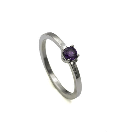 Bague en or gris & améthyste M