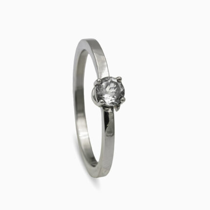 Bague en or gris & cristal de roche M