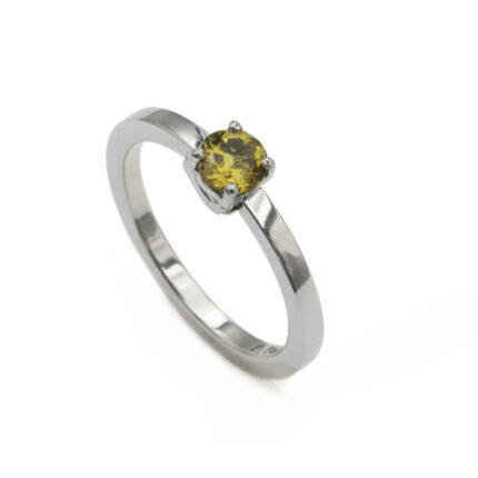 Bague en acier & tourmaline jaune M