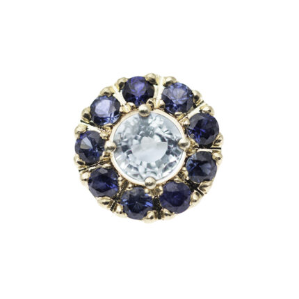 Fleur sauvage aigue marine et saphirs bleu