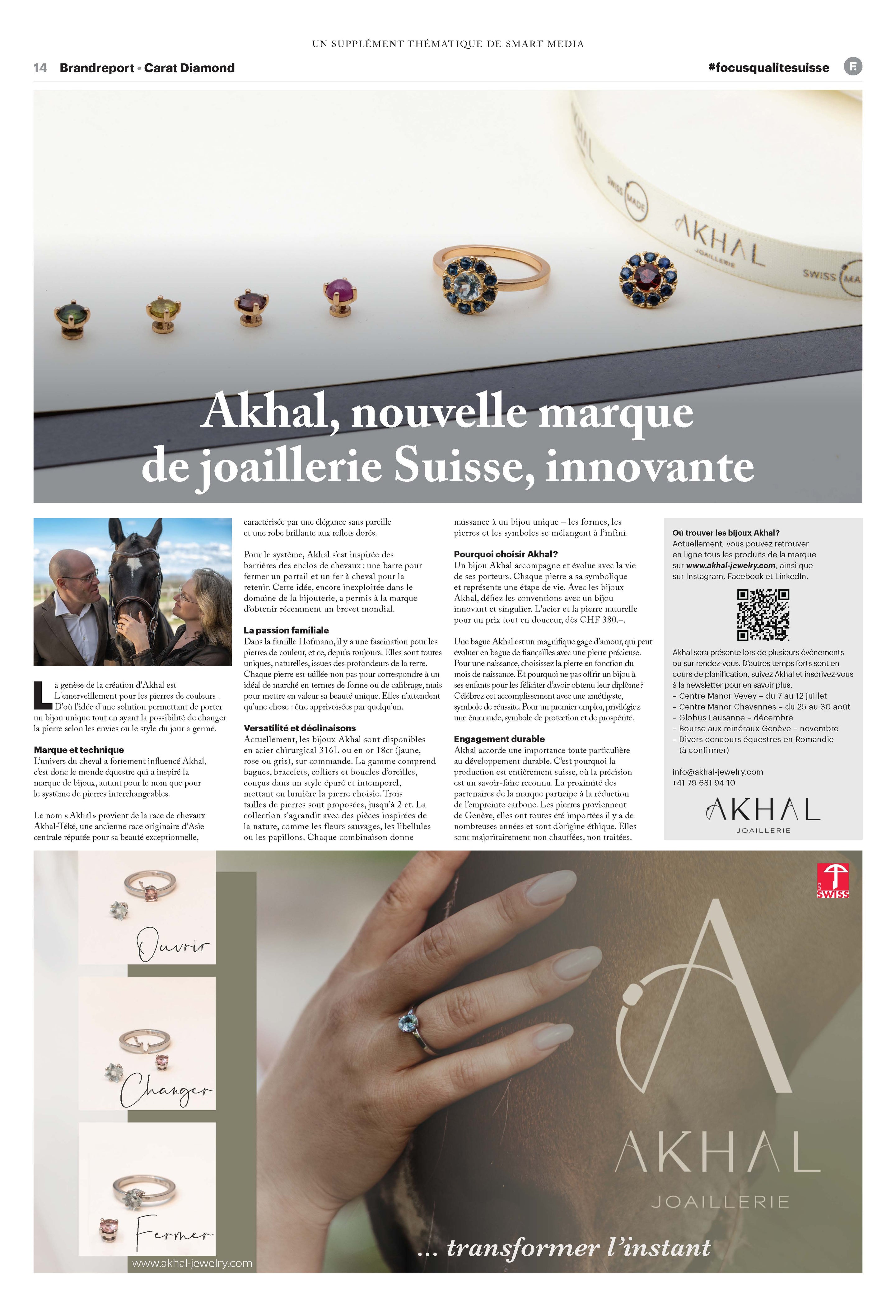 Akhal, nouvelle marque de joaillerie Suisse, innovante