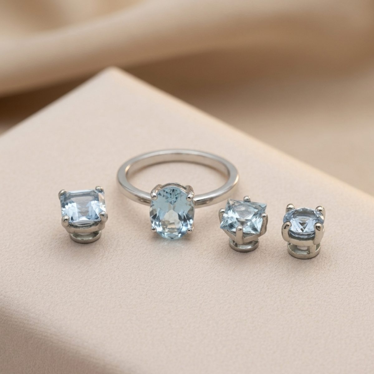 Bague acier Aigue Marine - Sérénité & clarté