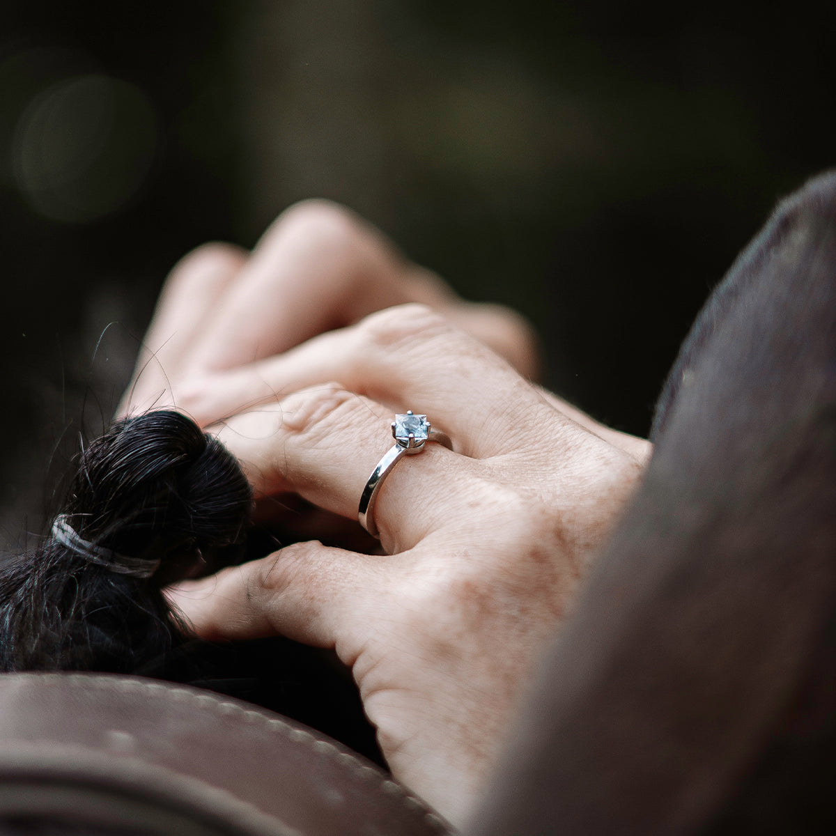 Bague acier Aigue Marine - Sérénité & clarté