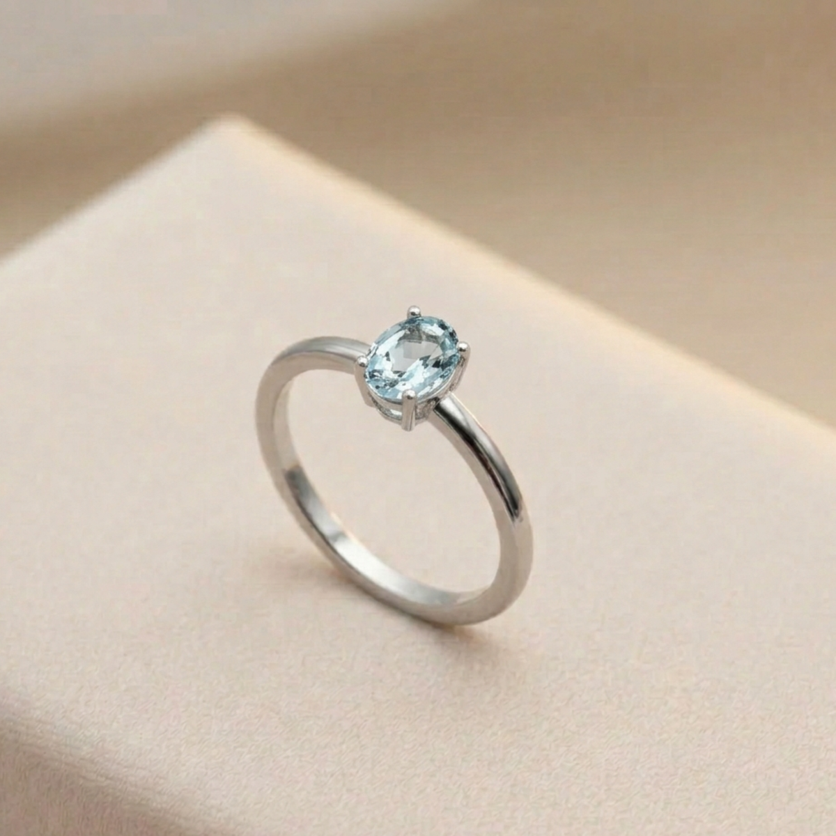 Bague acier Aigue Marine - Sérénité & clarté