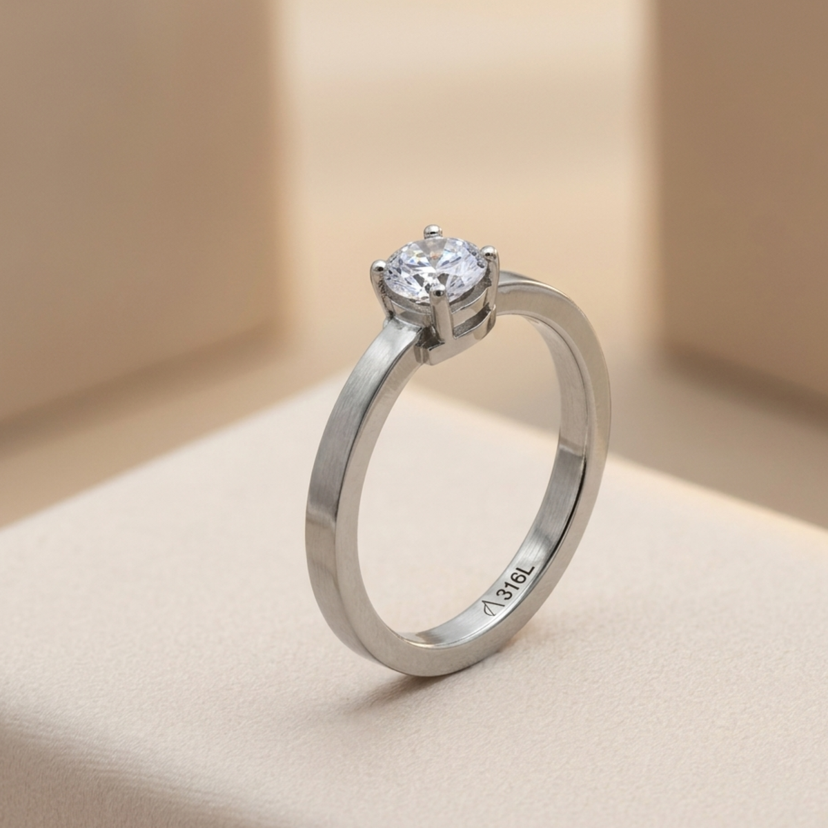 Bague acier Aigue Marine - Sérénité & clarté