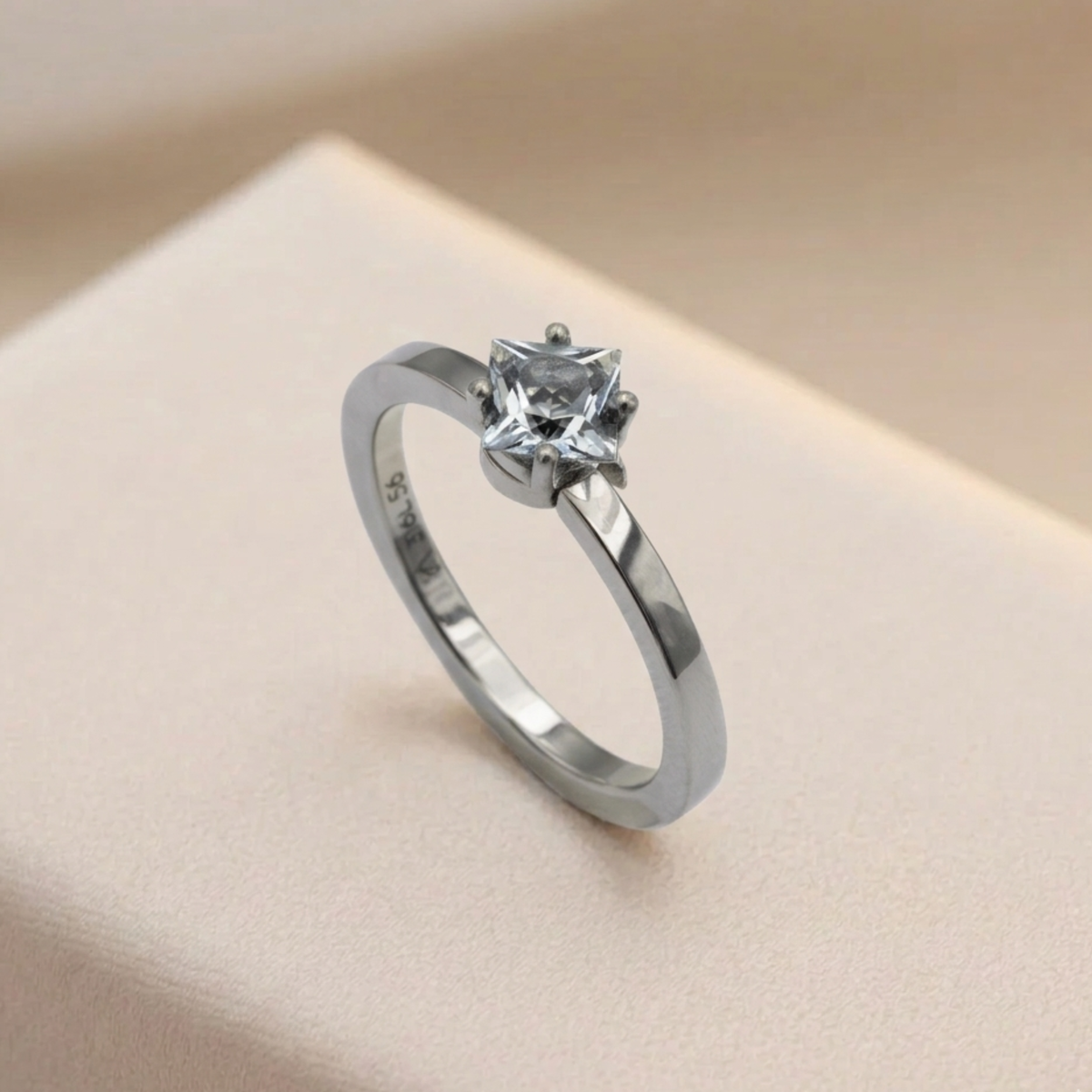 Bague acier Aigue Marine - Sérénité & clarté