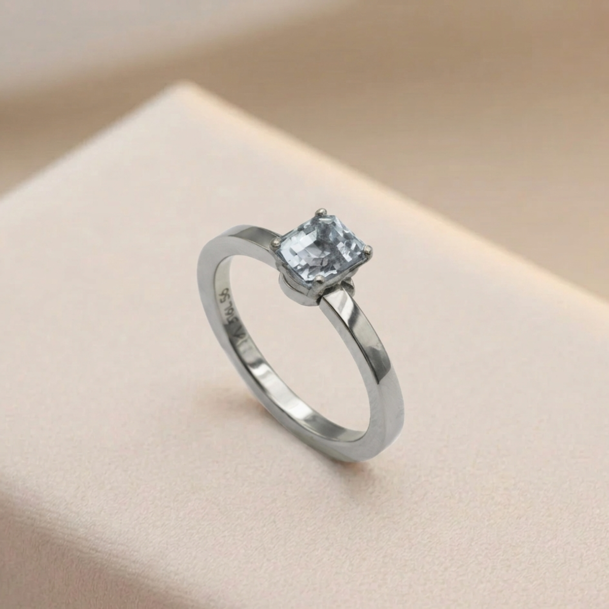 Bague acier Aigue Marine - Sérénité & clarté