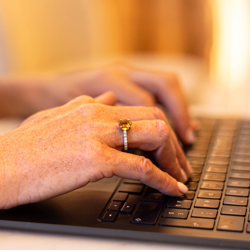 Bague acier Citrine - Joie et Abondance