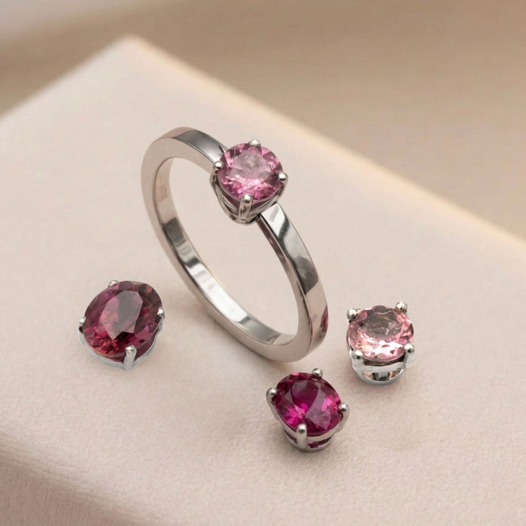 Bague acier Tourmaline rose - Amour et douceur