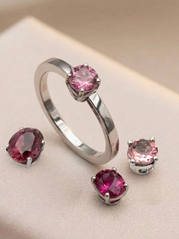 Bague acier Tourmaline rose - Amour et douceur