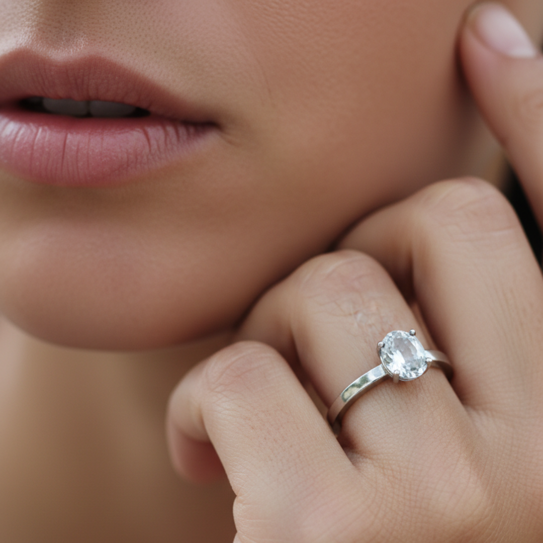 Détail bague acier 316L avec pierre précieuse Akhal