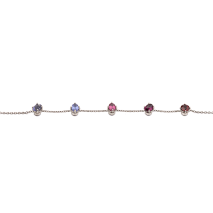 Gold bracelet with 5 natural stones