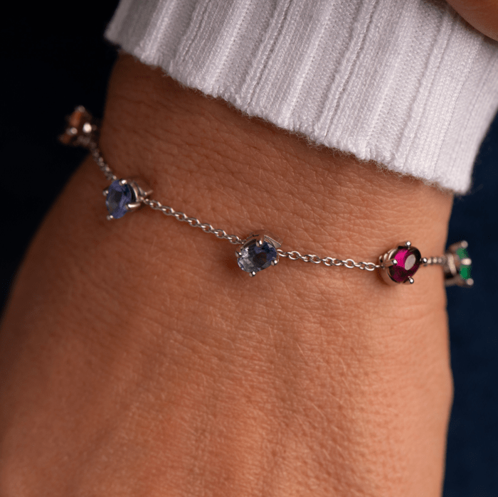 Gold bracelet with 5 natural stones - Image 2