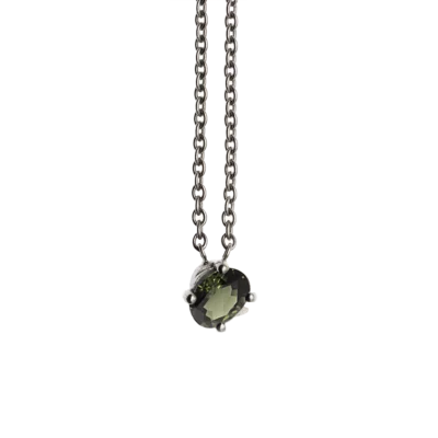 White gold and oval green tourmaline necklace