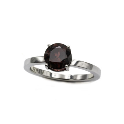 Bague or gris & grenat rond XL