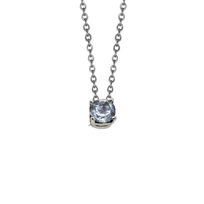 Collier en acier & aigue-marine M