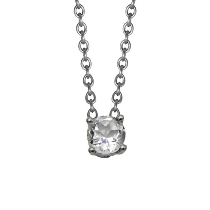 Collier en acier & cristal de roche